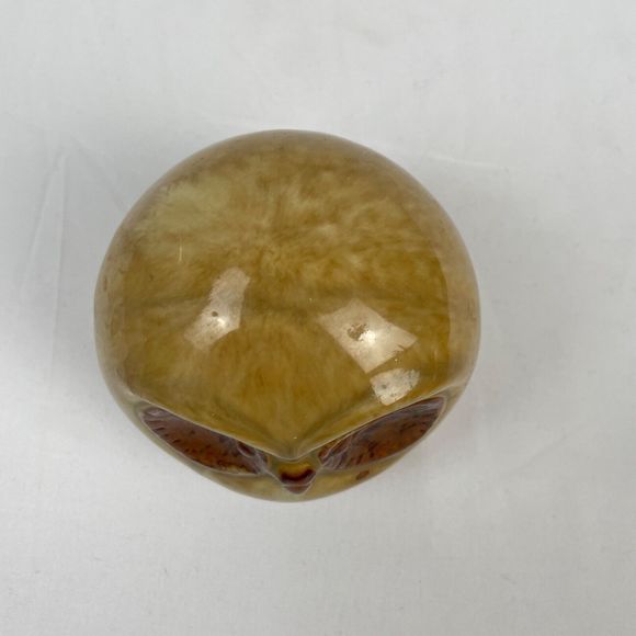 Vintage MCM Pottery Owl Round Big Eyes Tan Brown Glaze 4" - Picture 5 of 7